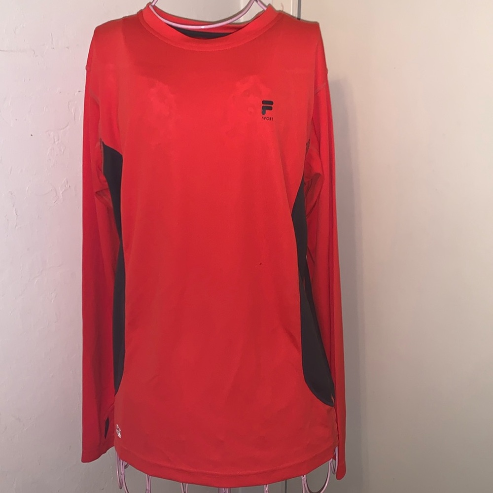 -Kids boys Fila Red L/S workout Shirt-XL (18-20) As Is